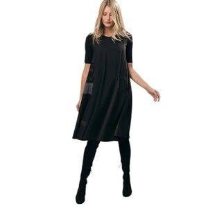 Alembika Tekbika Trapeze Dress Black Khaki Swing Midi Size 0 | US 4-6 Small NWT